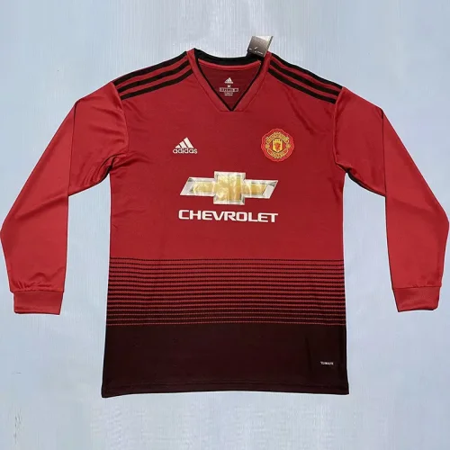 2018-2019 Man Utd Home Long Sleeve Retro Soccer Jersey (长袖)