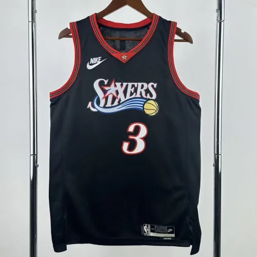 2025-26 76ERS IVERSON #3 Black Top Quality Hot Pressing NBA Jersey (V领)