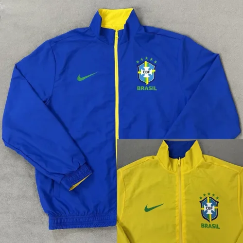 2025-26 Brazil Blue & Yellow Double Sided Windbreaker (双面风衣)