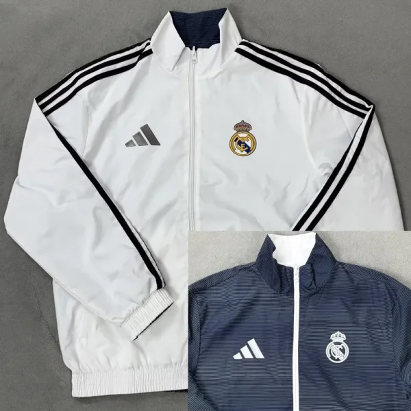 2025-26 RMA White & Dark gray Double Sided Windbreaker (双面风衣)