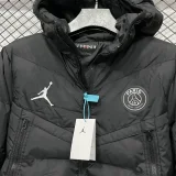 2025-26 CV003 PSG Jordan Black Hooded Cotton Coat #棉衣