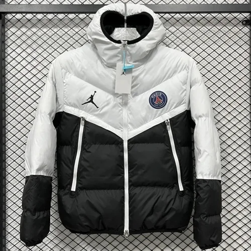 2025-26 CV003 PSG Jordan White Black Hooded Cotton Coat #棉衣