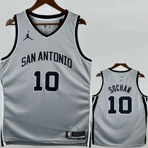 2025-26 SA Spurs SOCHAN #10 Grey Top Quality Hot Pressing NBA Jersey