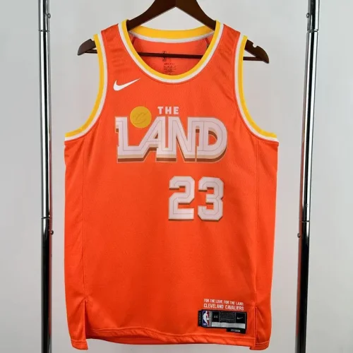 2025-26 Cleveland Cavaliers JAMES #23 Orange City Edition Top Quality Hot Pressing NBA Jersey