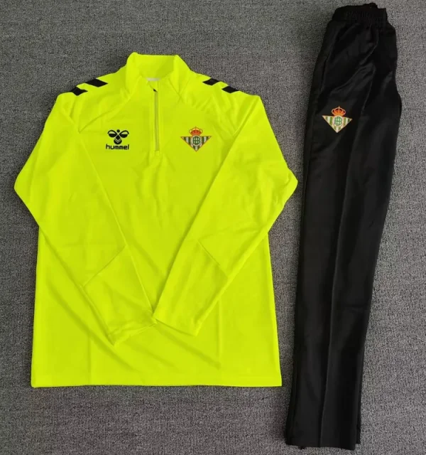 2025-26 Real Betis Fluorescent green Half Pull Tracksuit (Pants Have Pocket)(半拉链)