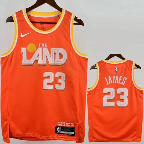 2025-26 Cleveland Cavaliers JAMES #23 Orange City Edition Top Quality Hot Pressing NBA Jersey