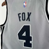 2025-26 SA Spurs FOX #4 Grey Top Quality Hot Pressing NBA Jersey