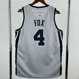 2025-26 SA Spurs FOX #4 Grey Top Quality Hot Pressing NBA Jersey