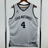 2025-26 SA Spurs FOX #4 Grey Top Quality Hot Pressing NBA Jersey