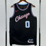 2025-26 BULLS WHITE #0 Black City Edition Top Quality Hot Pressing NBA Jersey