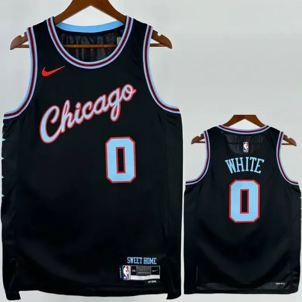 2025-26 BULLS WHITE #0 Black City Edition Top Quality Hot Pressing NBA Jersey