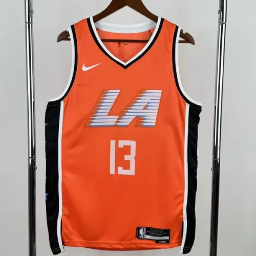 2025-26 Clippers GEORGE #13 Orange City Edition Top Quality Hot Pressing NBA Jersey