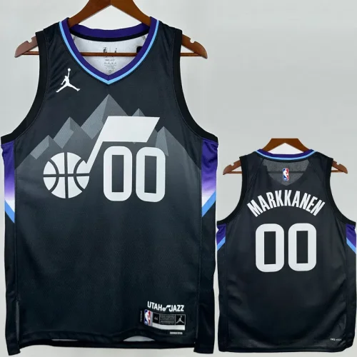 2025-26 JAZZ MARKKANEN #00 Black Top Quality Hot Pressing NBA Jersey (Trapeze Edition) 飞人版