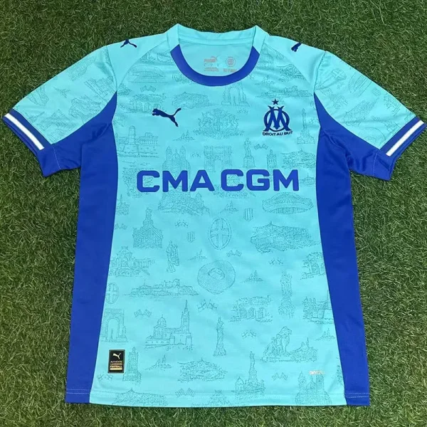 25-26 Marseille Lake blue Goalkeeper Fans Soccer Jersey