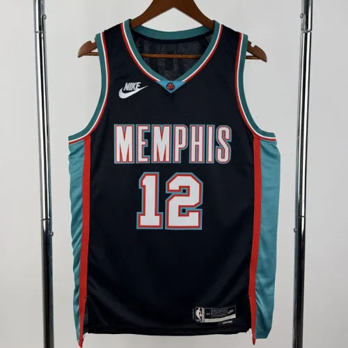 25-26 Grizzlies MORANT #12 Black Retro Top Quality Hot Pressing NBA Jersey