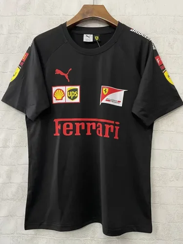25-26 F1 Ferrari Black Casual T-Shirts Racing Suit (圆领)