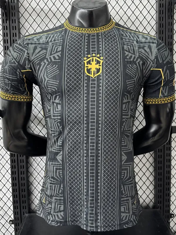 25-26 Brazil Black Gold Special Edition Player Version Soccer Jersey