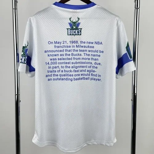 2026 BUCKS White Retro High Quality Casual T-Shirt #MN