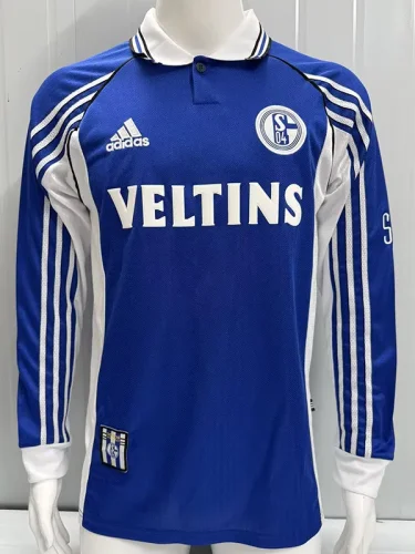 1998-2000 Schalke 04 Home Long Sleeve Retro Soccer Jersey (长袖)