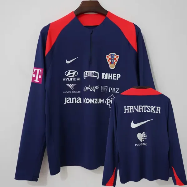 26-27 Croatia Royal blue Top Half Pull Tracksuit (半拉上衣)