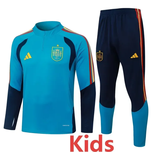 26-27 Spain Lake blue Kids Half Pull Tracksuit #E26023(童装)(半拉链)