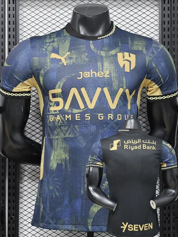 2026 Al-Hilal Blue Black Special Edition Player Version Soccer Jersey (金广告)