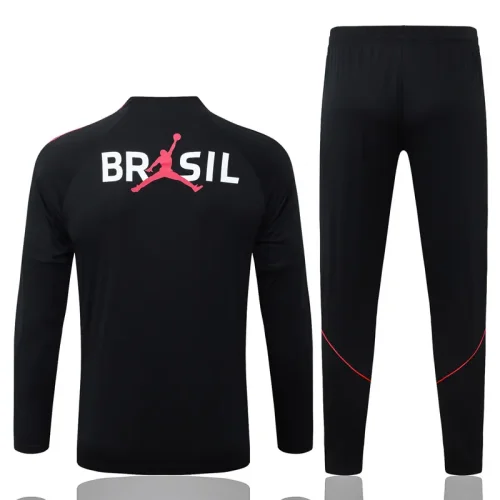 26-27 Brazil Black Half Pull Tracksuit #B26034(半拉链)