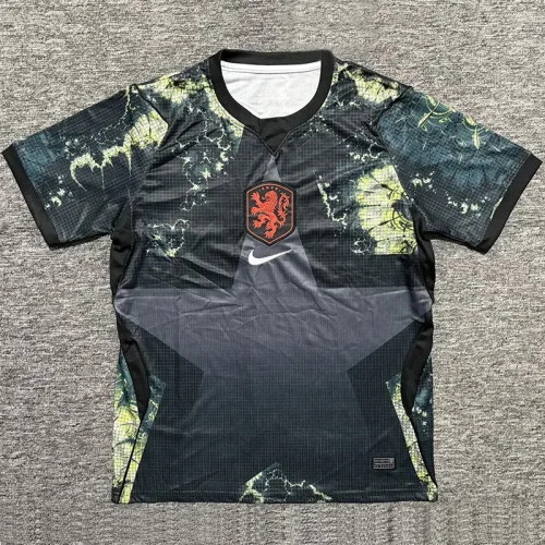 26-27 Netherlands Black Goalkeeper Fans Soccer Jersey