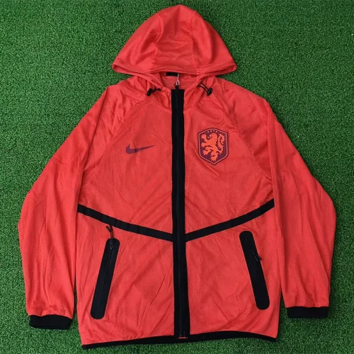 2026 World Cup Netherlands Orange Walkout Jacket (Hooded) #单上衣