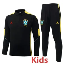 26-27 Brazil Jordan Black Kids Half Pull Tracksuit #E26048(童装)(半拉链) 26-27 Brazil Jordan Black Kids Half Pull Tracksuit #E26048(童装)(半拉链)