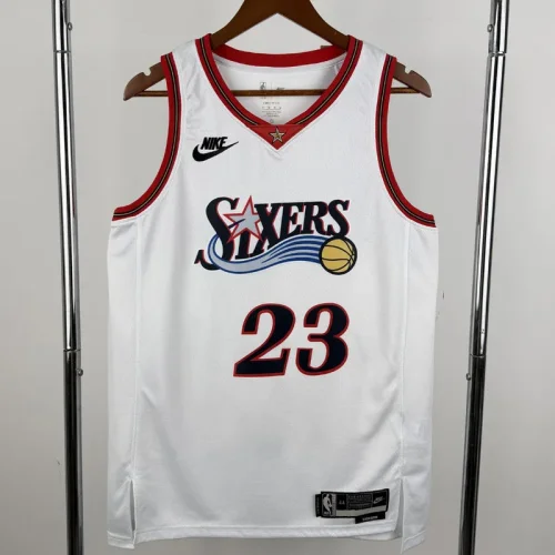 25-26 76ERS JAMES #23 White Retro Top Quality Hot Pressing NBA Jersey (V领)