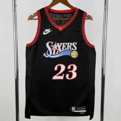 25-26 76ERS JAMES #23 Black Retro Top Quality Hot Pressing NBA Jersey (V领)
