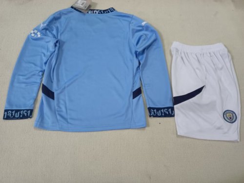 24-25 Man City Home Kids Soccer Long-sleeved Jersey
