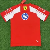 2026 Ferrari Red white T-Shirts Racing Suit (Football Jersey Size)(圆领)