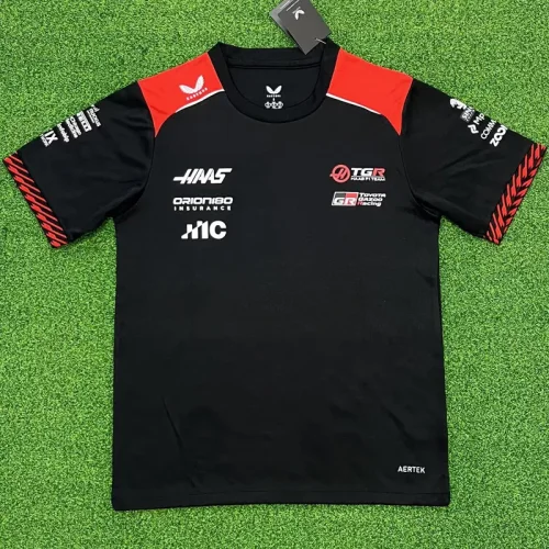 2026 Haas Black T-Shirts Racing Suit (Football Jersey Size)(圆领)