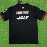 2026 Haas Black T-Shirts Racing Suit (Football Jersey Size)(圆领)