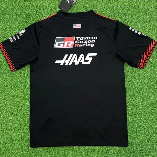 2026 Haas Black T-Shirts Racing Suit (Football Jersey Size)(圆领)