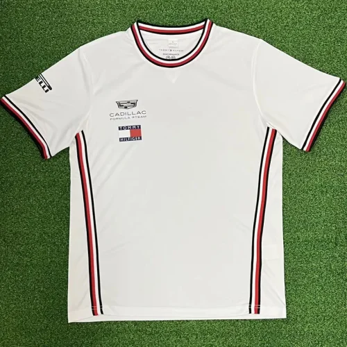 2026 Cadillac White T-Shirts Racing Suit (Football Jersey Size)(圆领)