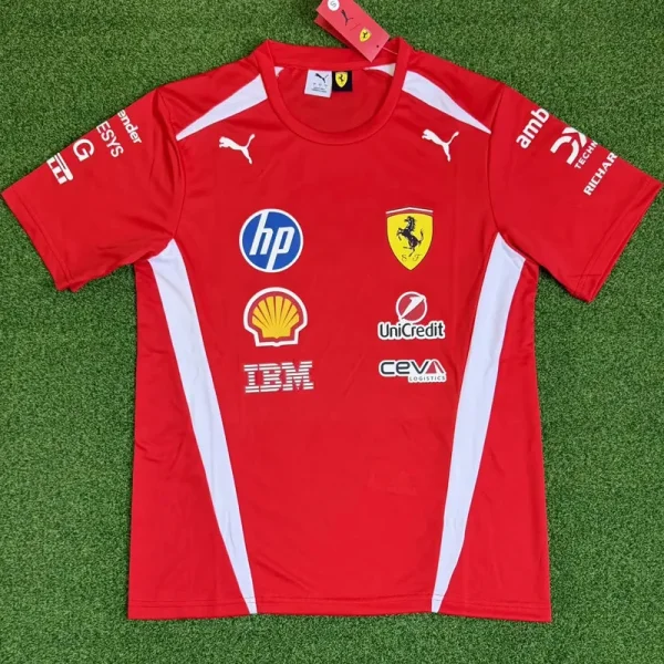 2026 Ferrari Red T-Shirts Racing Suit (Football Jersey Size)(圆领)