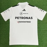 2026 Mercedes White Polo Racing Suit (Football Jersey Size)(有领)