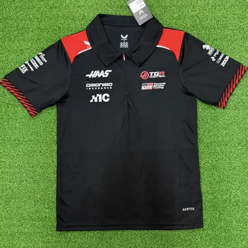 2026 F1 Haas Black Polo Racing Suit (Football Jersey Size)(有领)