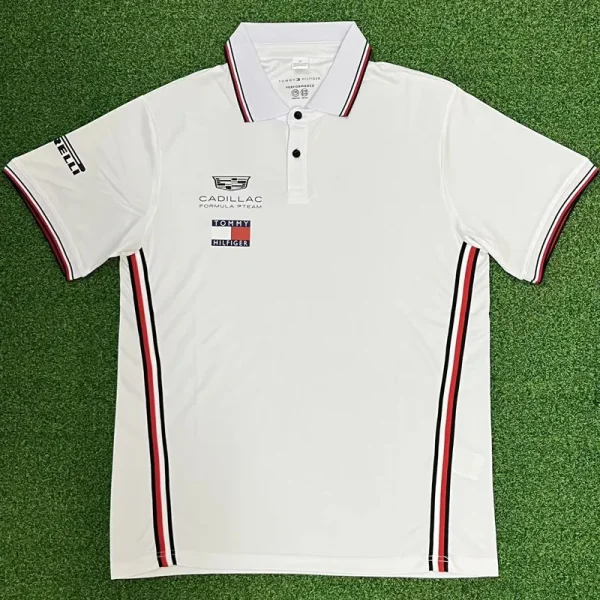 2026 Cadillac White Polo Racing Suit (Football Jersey Size)(有领)