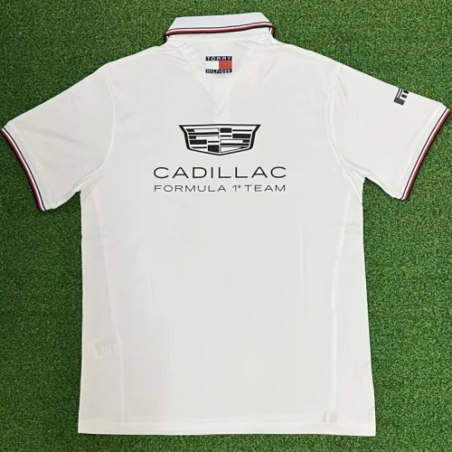 2026 Cadillac White Polo Racing Suit (Football Jersey Size)(有领)