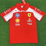2026 F1 Ferrari Red white Polo Racing Suit (Football Jersey Size)(有领)