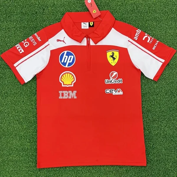 2026 F1 Ferrari Red white Polo Racing Suit (Football Jersey Size)(有领)