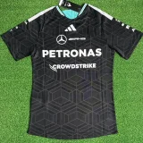 2026 Mercedes Black T-Shirts Racing Suit (Slim-fit style)(圆领)球员