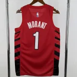 22-23 Trail Blazers MORANT #1 Red Top Quality Hot Pressing NBA Jersey (Trapeze Edition)飞人版