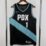 25-26 Trail Blazers MORANT #1 Black City Edition Top Quality Hot Pressing NBA Jersey (V领)
