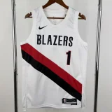 25-26 Trail Blazers MORANT #1 White Top Quality Hot Pressing NBA Jersey (V领)