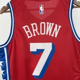 22-23 76ERS BROWN #7 Red Top Quality Hot Pressing NBA Jersey (Trapeze Edition) 飞人版